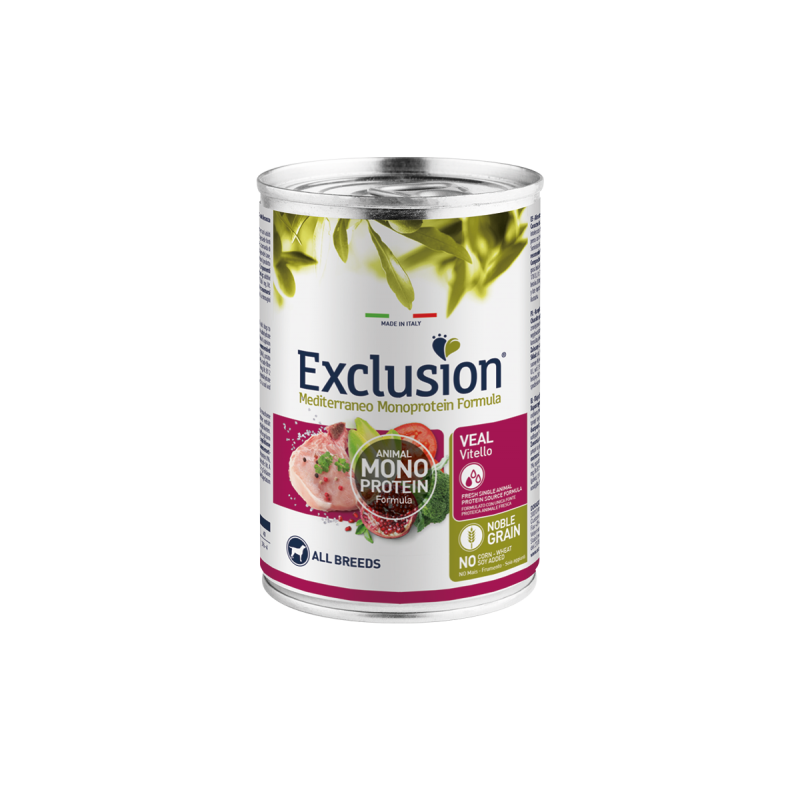 EXCLUSION DOG MEDITERRANEO  ADULT VITELLO LATTINA 400 GR