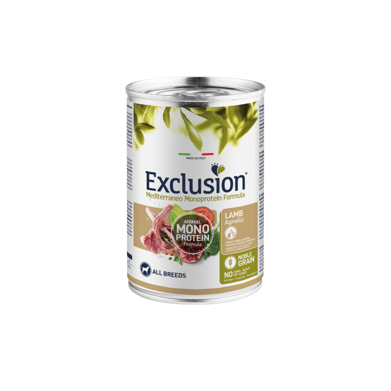 EXCLUSION DOG MEDITERRANEO ADULT AGNELLO LATTINA 400 GR