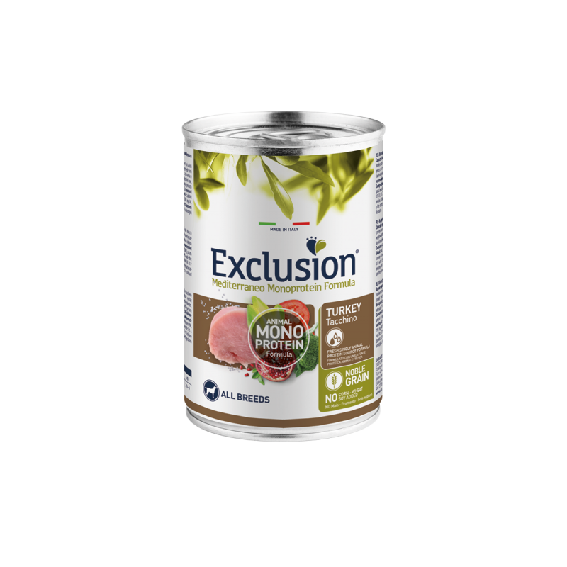 EXCLUSION DOG MEDITERRANEO ADULT TACCHINO LATTINA 400 GR