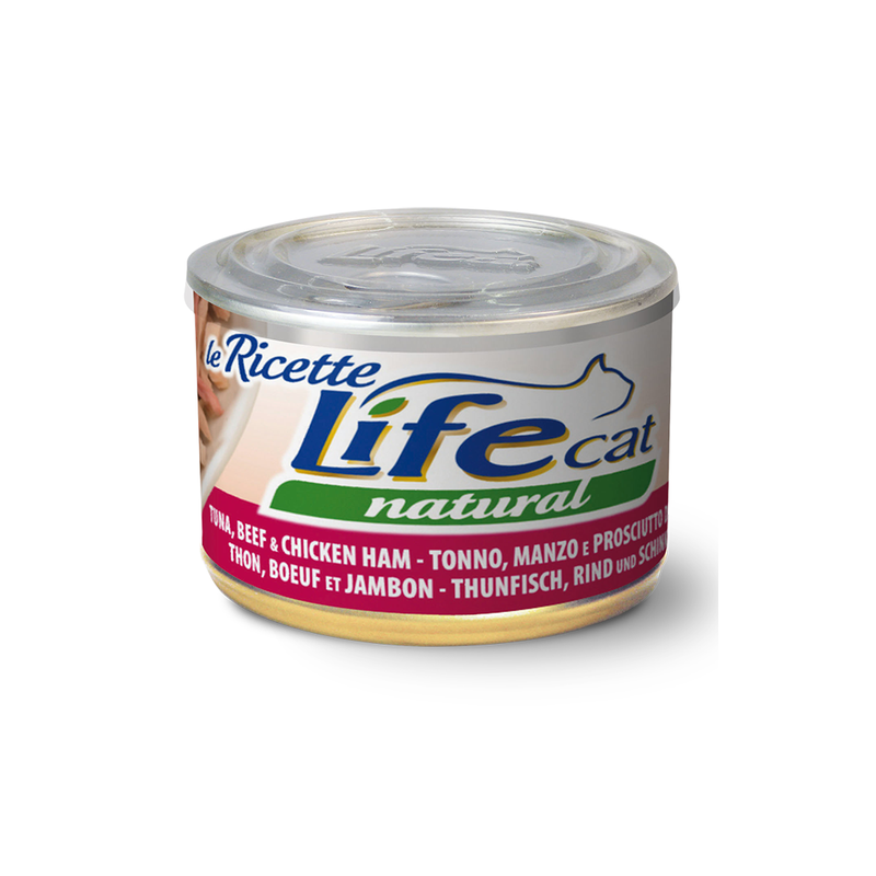 LIFE CAT TONNO MANZO E PROSCIUTTO LATTINA 150 GR