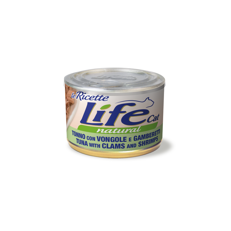 LIFE CAT TONNO VONGOLE E GAMBERETTI LATTINA 150 GR