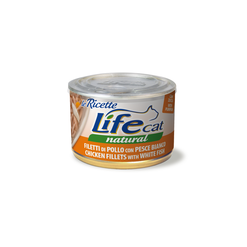 LIFE CAT POLLO E PESCE BIANCO LATTINA 150 GR