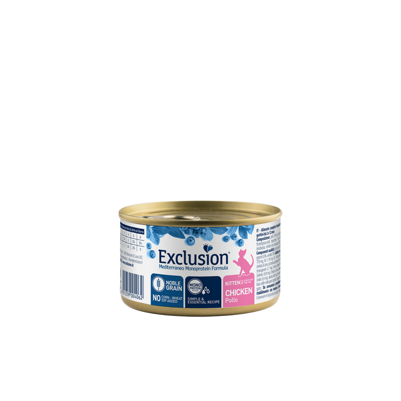 EXCLUSION CAT MEDITERRANEO KITTEN POLLO LATTINA 85 GR