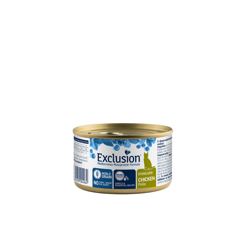 EXCLUSION CAT MEDITERRANEO STERILIZED POLLO LATTINA 85 GR