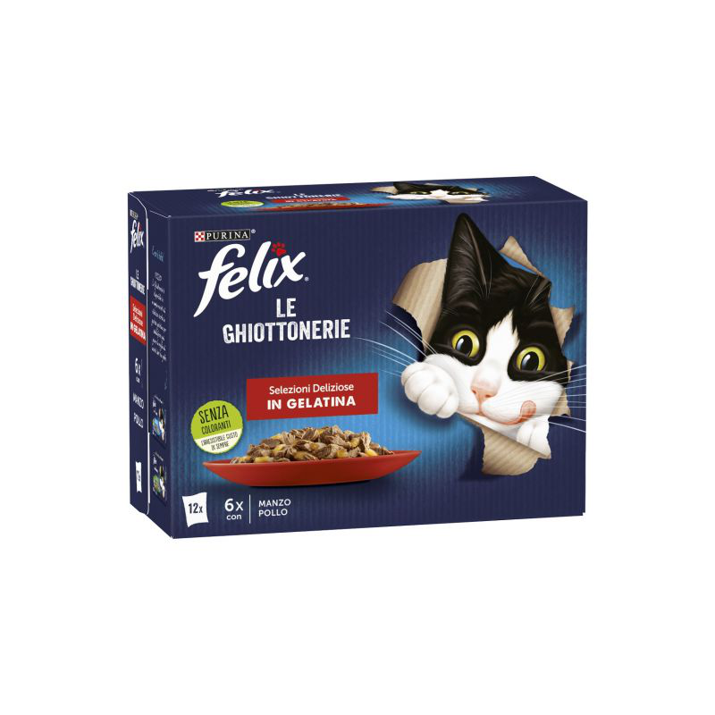 FELIX GHIOTTONERIE MULTIPACK 12X85 GR (POLLO-MANZO)