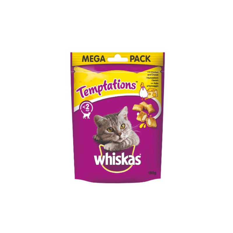 WHISKAS TEMPTATIONS POLLO E FORMAGGIO 180 GR