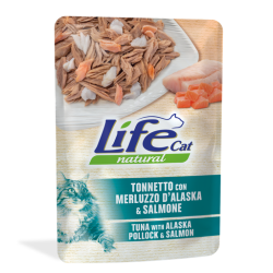 LIFE CAT TONNO MERLUZZO E SALMONE BUSTINA 70 GR