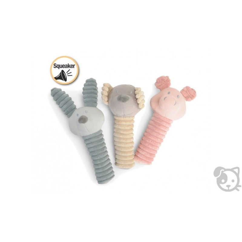 GIOCO CANE ANIMALETTI IN TESSUTO CON SQUEAKER 22 CM