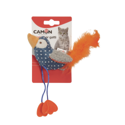 GIOCO GATTO UCCELLINO CON PIUME 11 CM