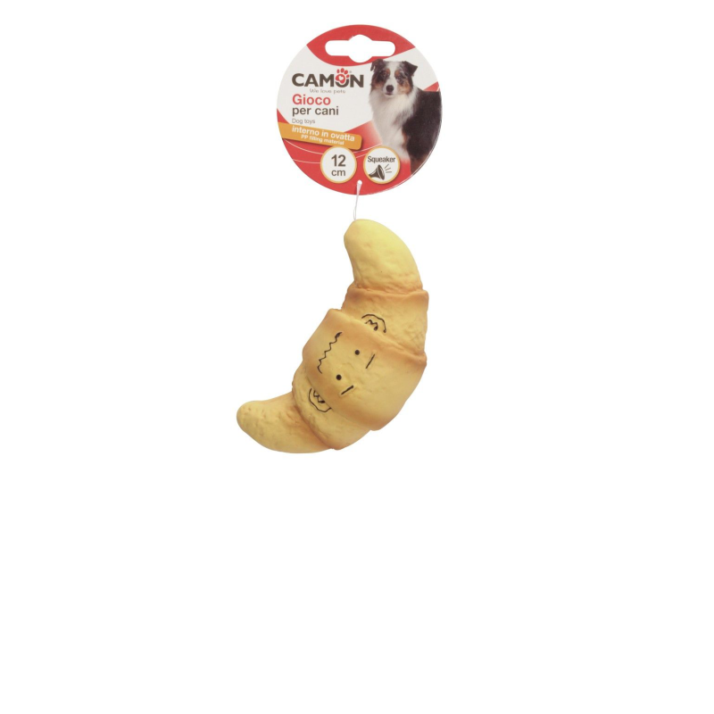 GIOCO CANE BRIOCHE IN LATEX CON SQUEAKER 12 CM