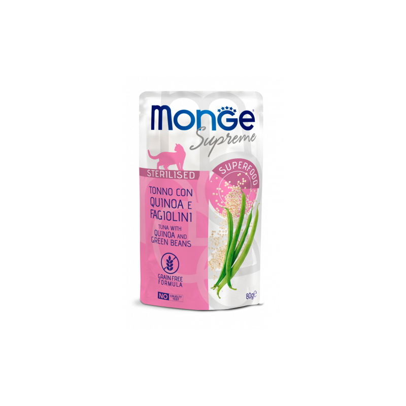 MONGE SUPREME STERILIZED TONNO QUINOA E FAGIOLI BUSTINA 80 GR