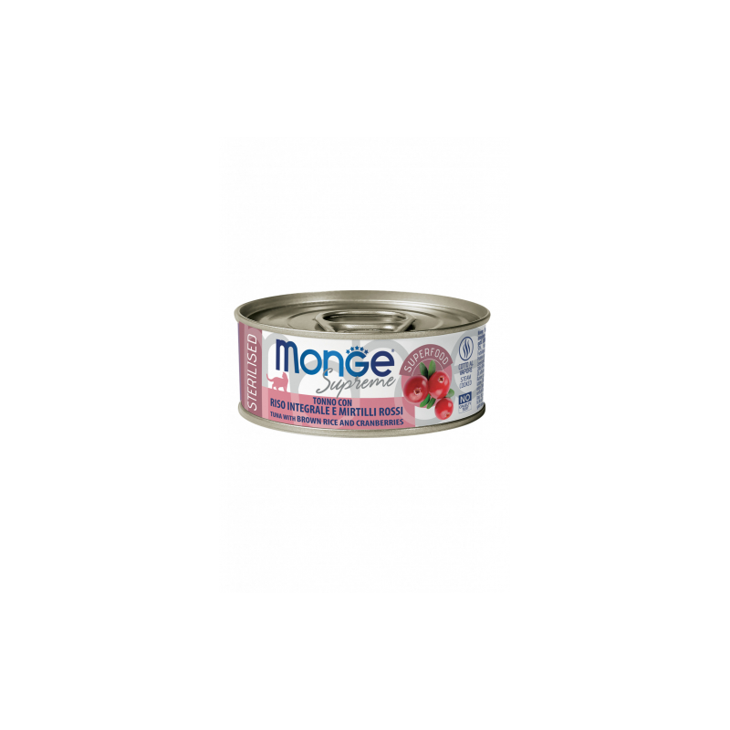 MONGE SUPREME STERILIZED TONNO RISO E MIRTILLI LATTINA 80 GR