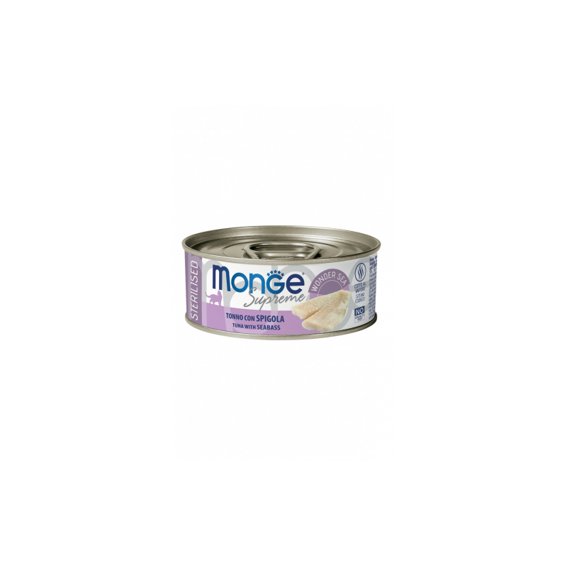 MONGE SUPREME STERILIZED TONNO E SPIGOLA LATTINA 80 GR