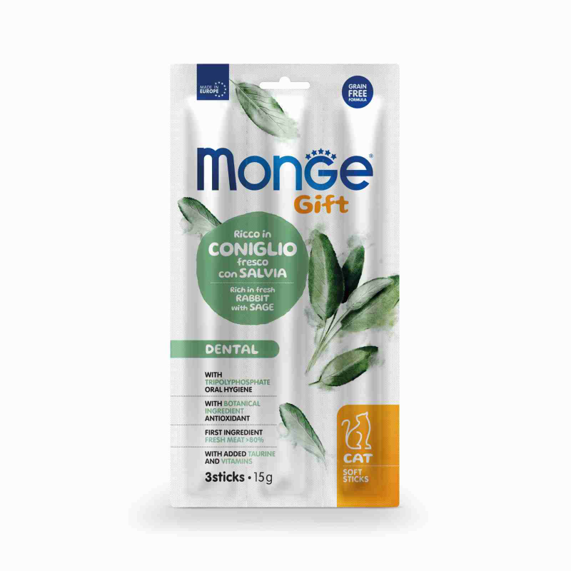 MONGE GIFT CAT DENTAL CONIGLIO E SALVIA 15 GR