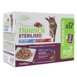 TRAINER NATURAL CAT MULTIPACK STERILIZED TONNO E MANZO 12...