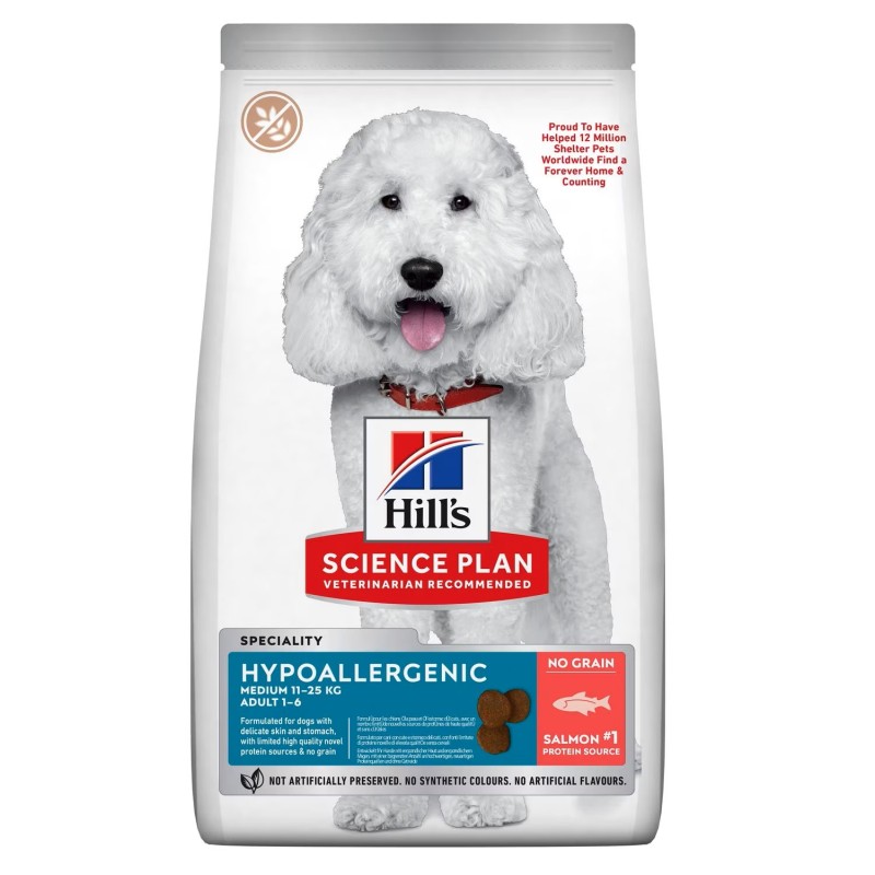 HILLS CANE HYPOALLERGENIC ADULT MEDIO SALMONE 14 KG