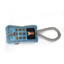 GIOCO CANE TELEFONO CELL. PELUCHE CON CORDA E SQUEAKER 16 CM