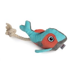 GIOCO CANE PESCE IN PELUCHE CON CORDA E SQUEAKER 24 CM