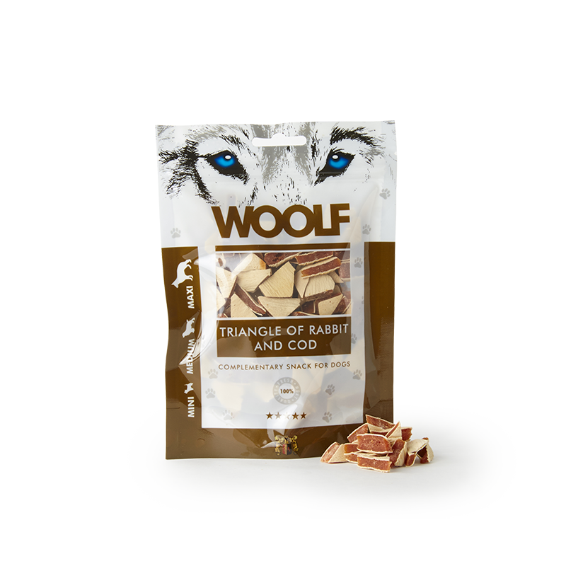 WOOLF TRIANGOLINI DI CONIGLIO E MERLUZZO 100 GR