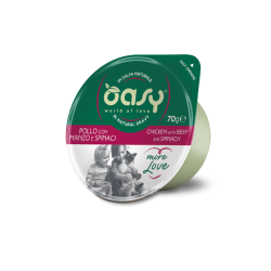 OASY CAT MORE LOVE POLLO MANZO E SPINACI CUP 70 GR