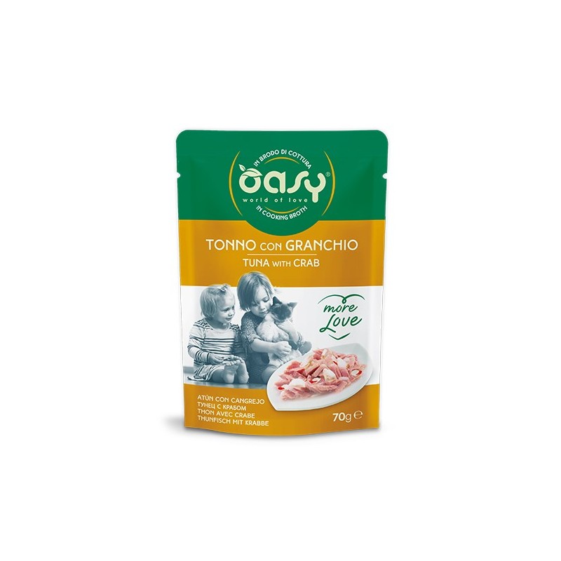 OASY CAT MORE LOVE TONNO E GRANCHIO BUSTINA 70 GR