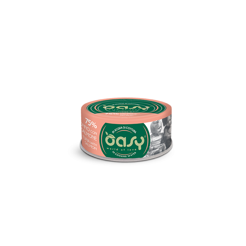 OASY CAT MORE LOVE TONNO E SALMONE LATTINA 70 GR