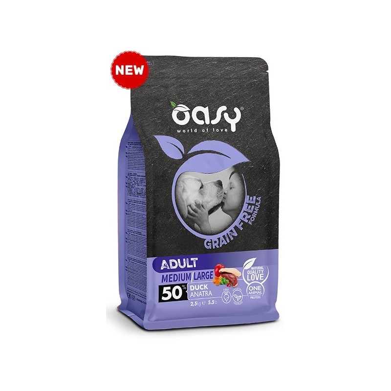 OASY DOG GRAIN FREE ADULT MEDIUM LARGE ANATRA 2,5 KG