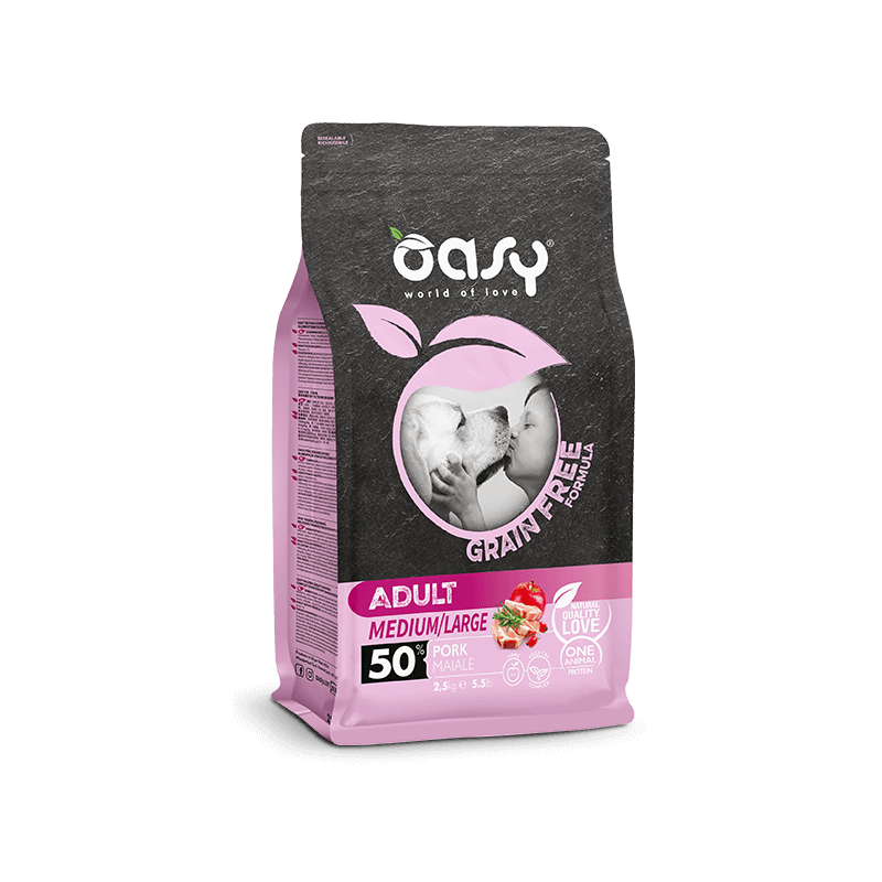 OASY DOG GRAIN FREE ADULT MEDIUM LARGE MAIALE 2,5 KG