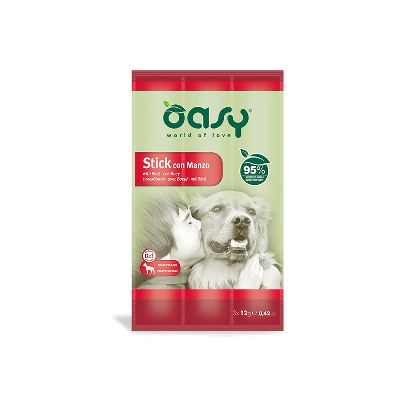 OASY SNACK DOG STICK MANZO 3 X 12 GR