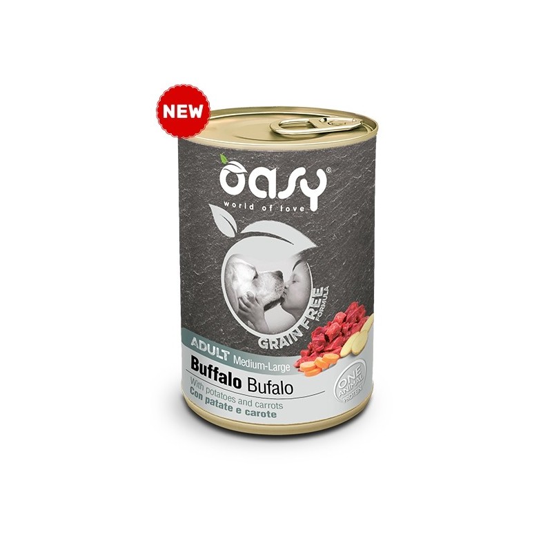 OASY DOG GRAIN FREE ADULT MEDIUM LARGE BUFALO LATTINA 400 GR