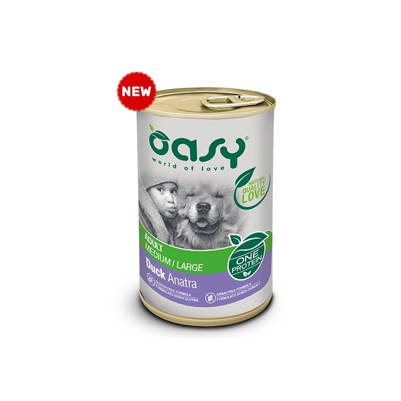 OASY DOG ONE ADULT MEDIUM LARGE ANATRA LATTINA 400 GR