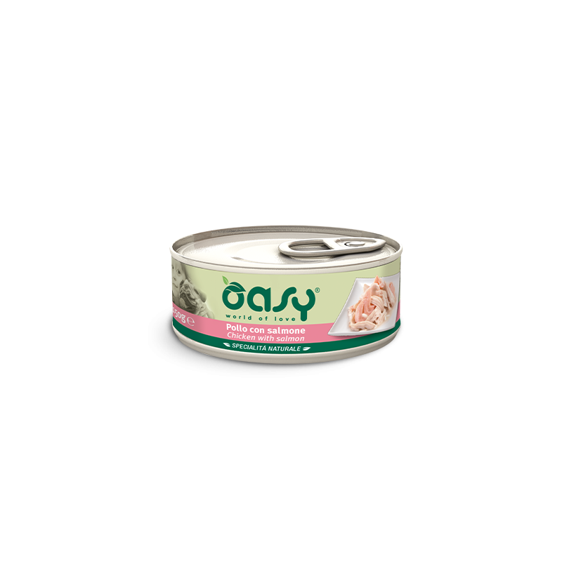 OASY DOG POLLO E SALMONE LATTINA 150 GR