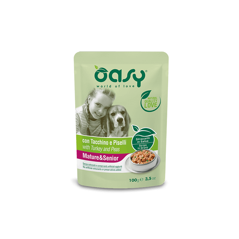 OASY DOG STRACCETTI MATURE & SENIOR TACCHINO BUSTINA 100 GR