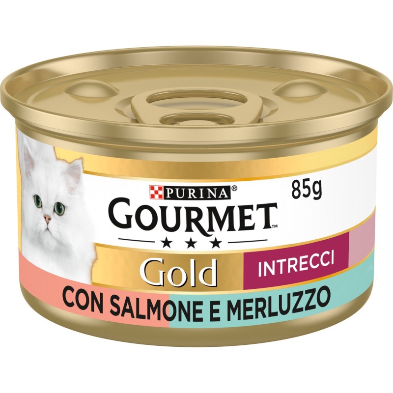 GOURMET GOLD INTRECCI SALMONE E MERLUZZO 85 GR