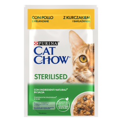 CAT CHOW STERILIZED POLLO E MELANZANE BUSTINA 85 GR