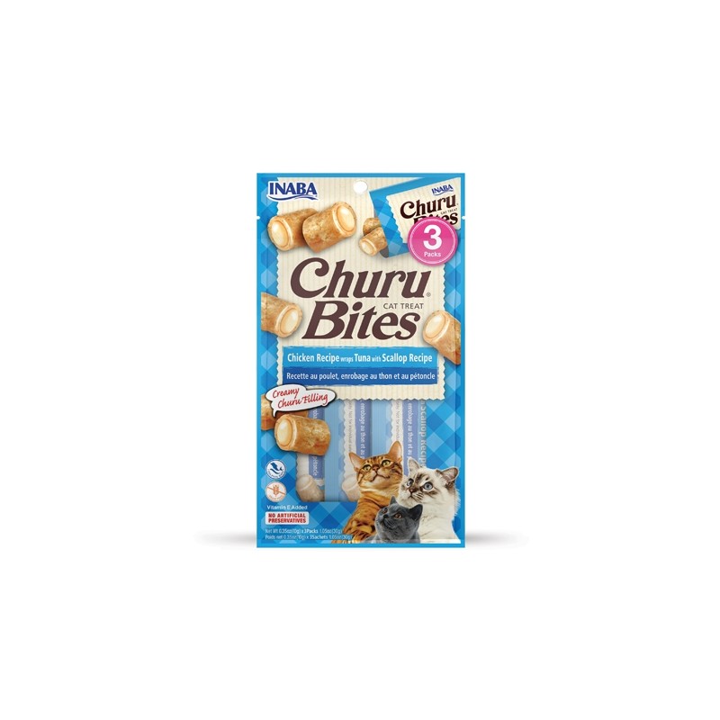 CHURU BITES CAT SNACK POLLO TONNO E SALMONE 3 X 10 GR