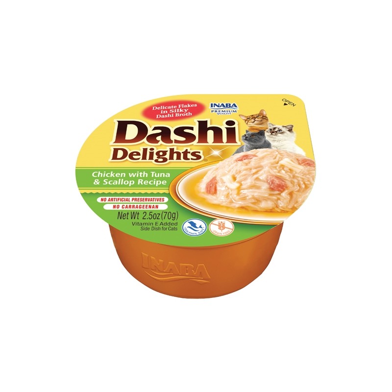 DASHI DELIGHTS CAT POLLO,TONNO E CAPASANTA CUP 70 GR