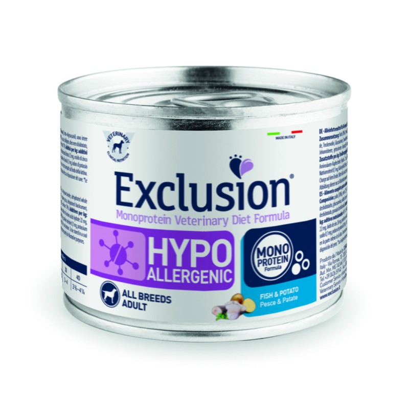 EXCLUSION DOG HYPO PESCE E PATATE LATTINA 200 GR