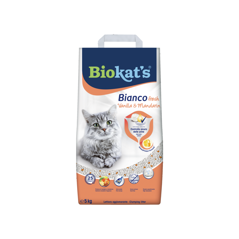 LETTIERA BIOKAT'S BIANCO FRESH VANIGLIA&MANDARINO 10 KG