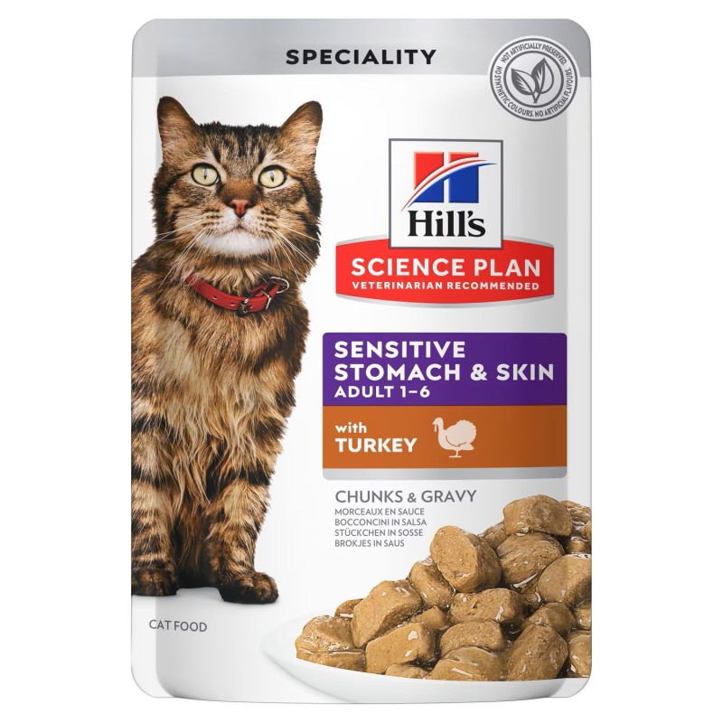 HILLS GATTO SENSITIVE STOMACH & SKIN TACCHINO BUSTINA 85 GR
