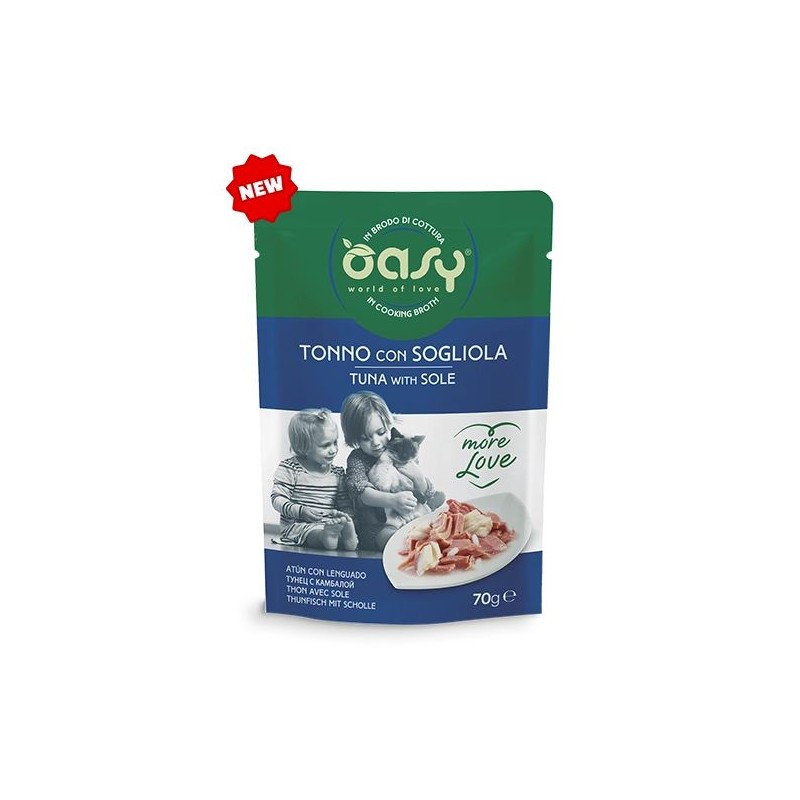 OASY CAT MORE LOVE TONNO E SOGLIOLA BUSTINA 70 GR
