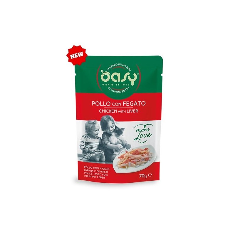 OASY CAT MORE LOVE POLLO E FEGATO BUSTINA 70 GR