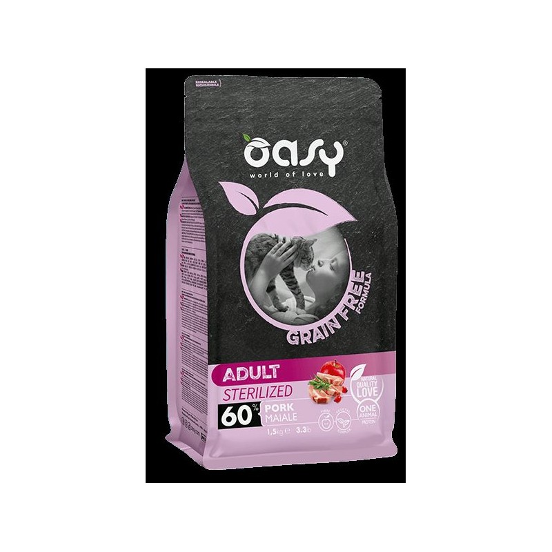OASY CAT GRAIN FREE STERILIZED MAIALE 1,5 KG