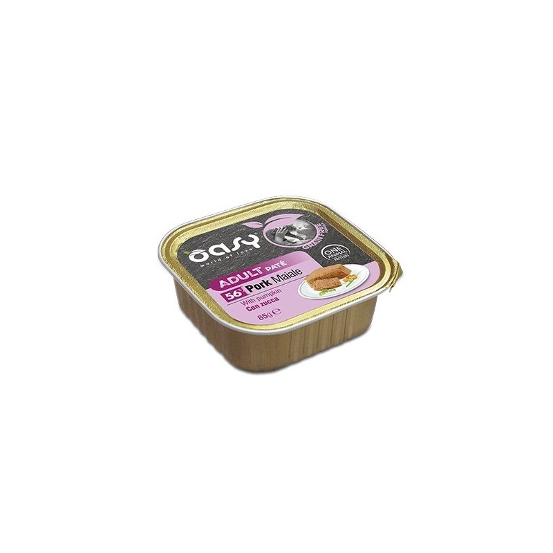 OASY CAT GRAIN FREE ADULT MAIALE E ZUCCA VASCHETTA 85 GR