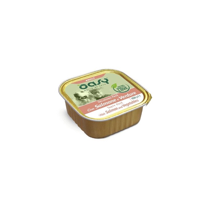 OASY DOG DELIZIOSO PATE' SALMONE E VERDURE VASCHETTA 150 GR