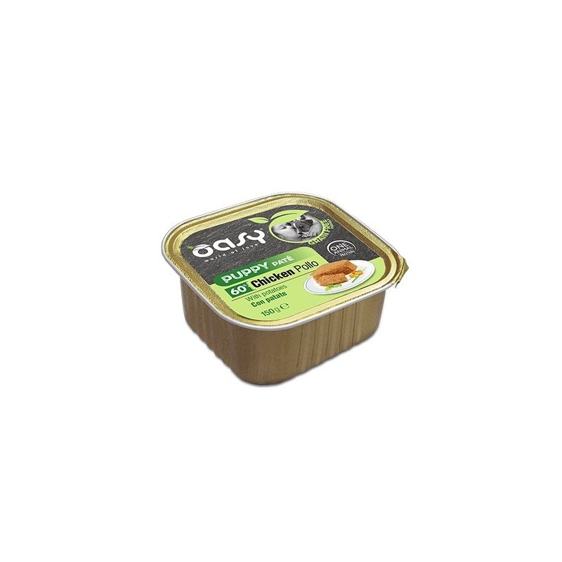 OASY DOG GRAIN FREE PUPPY POLLO E PATATE VASCHETTA 150 GR