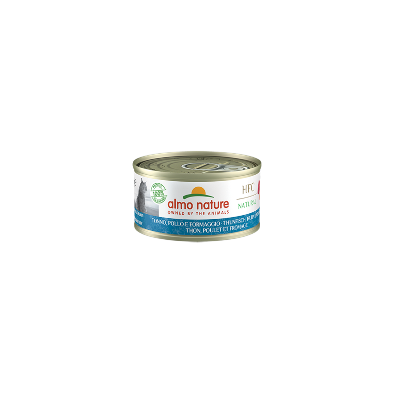 HCF CAT NATURAL TONNO POLLO E FORMAGGIO LATTINA 70 GR